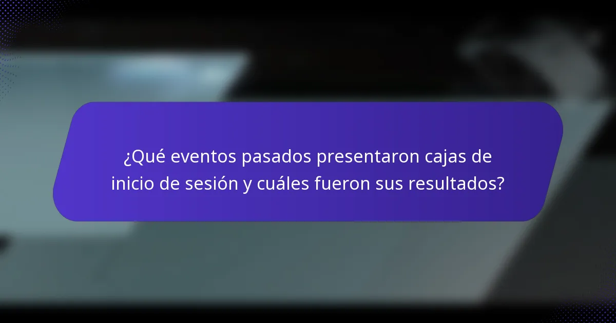 ¿Qué eventos pasados presentaron cajas de inicio de sesión y cuáles fueron sus resultados?