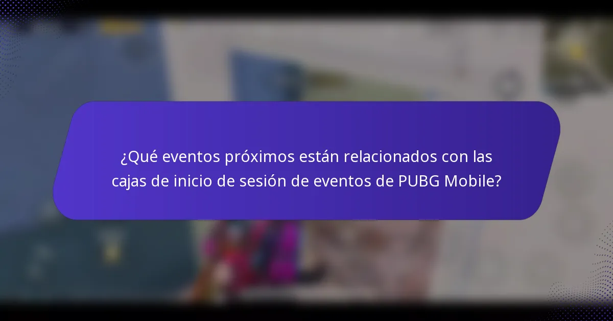 ¿Qué eventos próximos están relacionados con las cajas de inicio de sesión de eventos de PUBG Mobile?